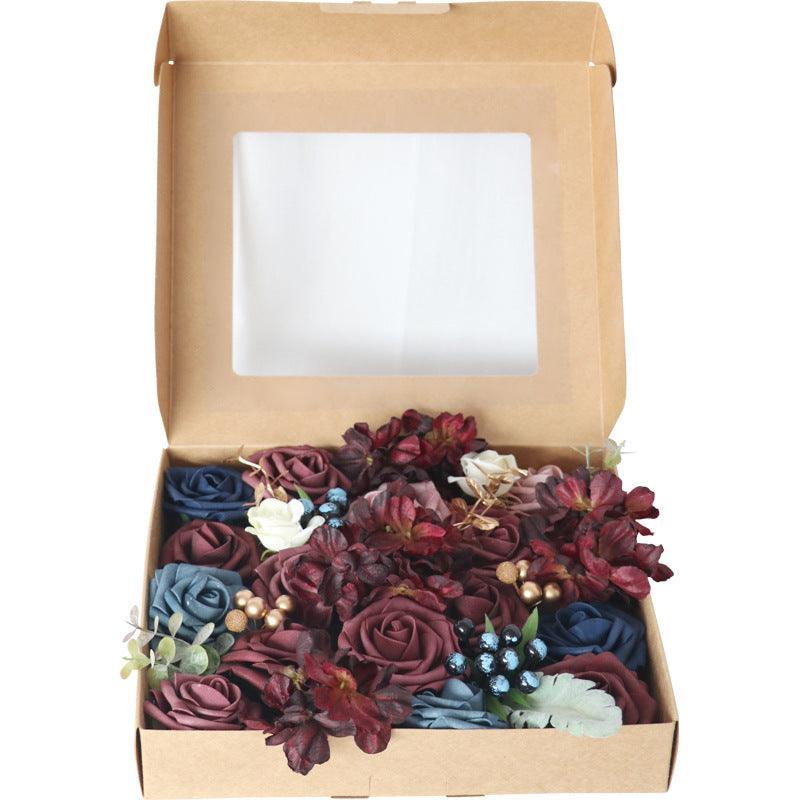European vintage put simulation rose boxed flowers wedding birthday party gift flower box - Uflower