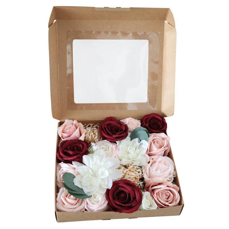 Creative simulation boxed flowers European wedding bouquet Valentine's Day birthday gift flower box - Uflower