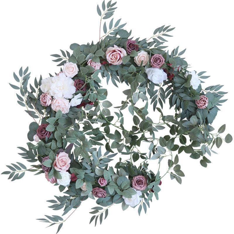 Simulated Rose Strip Pink White Bean Sand Pink Rose Vine Table Flower Vine Wedding Decoration Background - Uflower