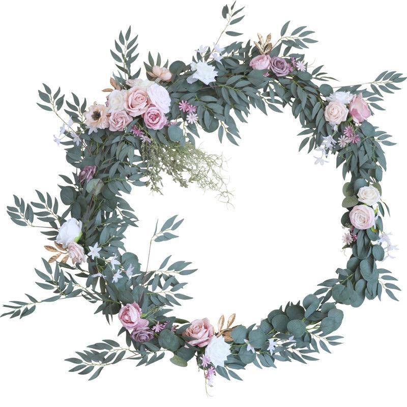 Simulated Rose Stripe Bean Paste Powder Hollow Grass Table Flower Rose Vine Wedding Decoration Background - Uflower