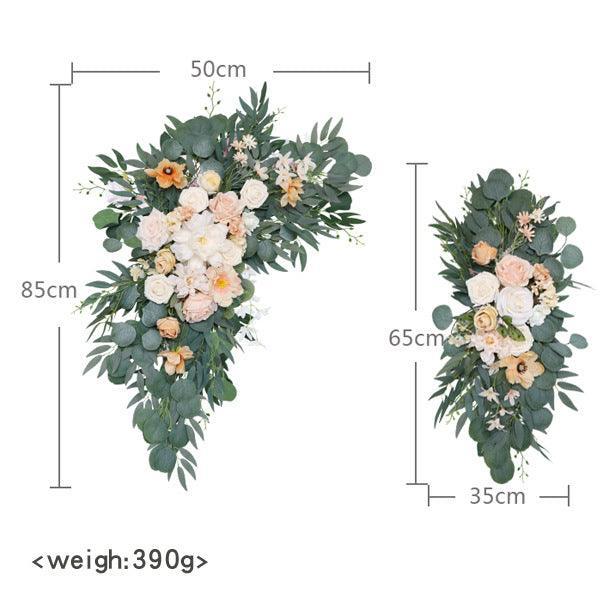 Light Champagne Roses Wedding Arch Hanging Corner Floral Decor - Uflower