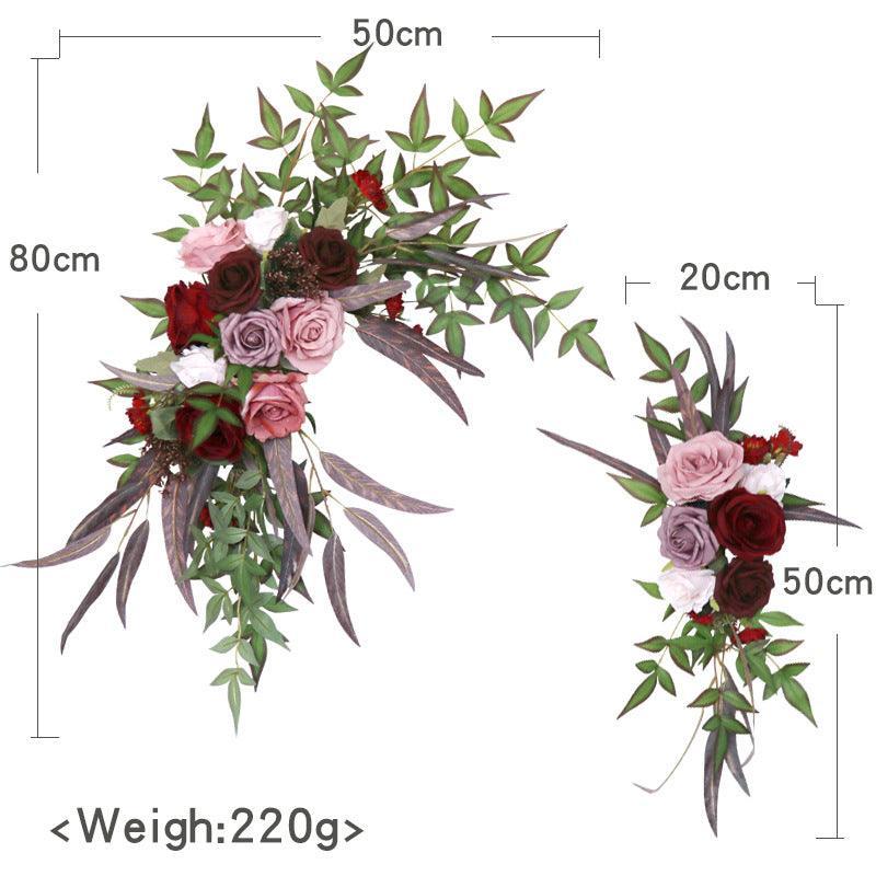 Burgundy Roses Wedding Arch Hanging Corner Floral Decor - Uflower