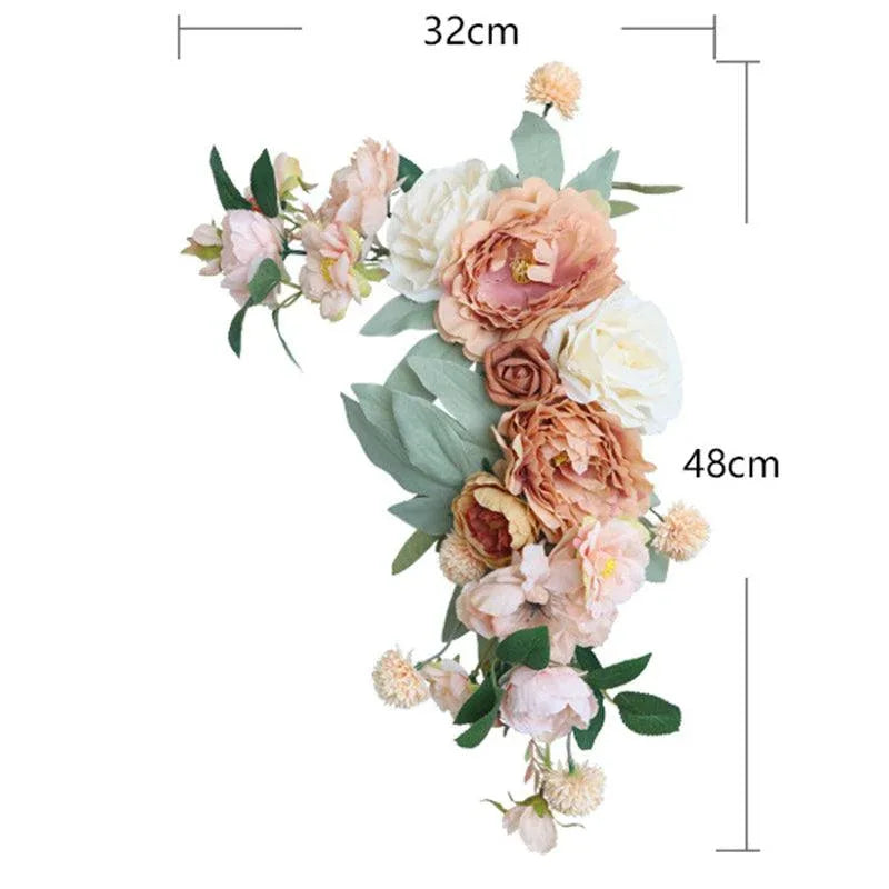 Simulated Caramel Champagne Silk Flower Wedding Welcome Sign Flower Art Guide Sign Props - Uflower
