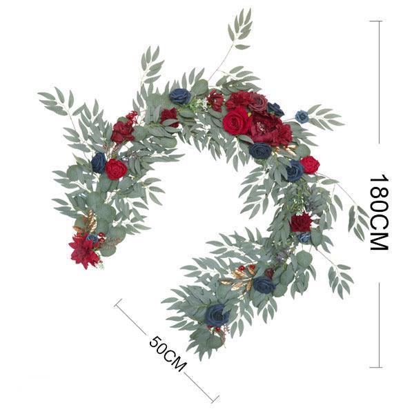 Simulated Rose Strip Wine Red Royal Blue Table Flower Rose Vine Wedding Decoration Background - Uflower