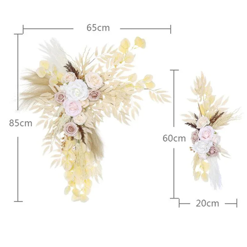 Simulated Arch Decoration Wedding Scene Welcome Sign Beige White Corner Flower Arrangement - Uflower
