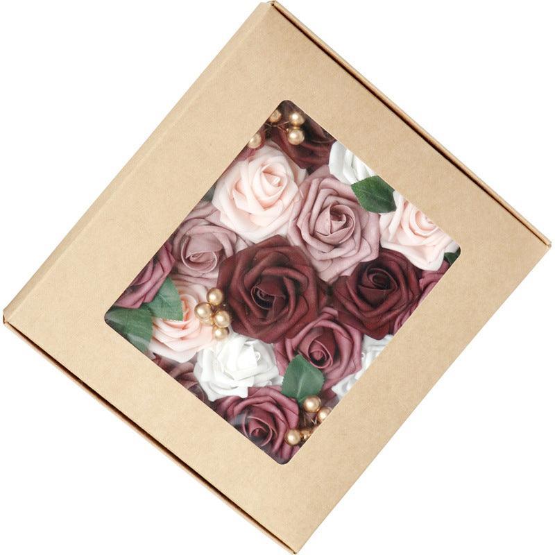 PE Rose Box Wedding Simulation Boxed Flowers Valentine's Day Birthday Gift Box Flowers Diy Home Flowers - Uflower