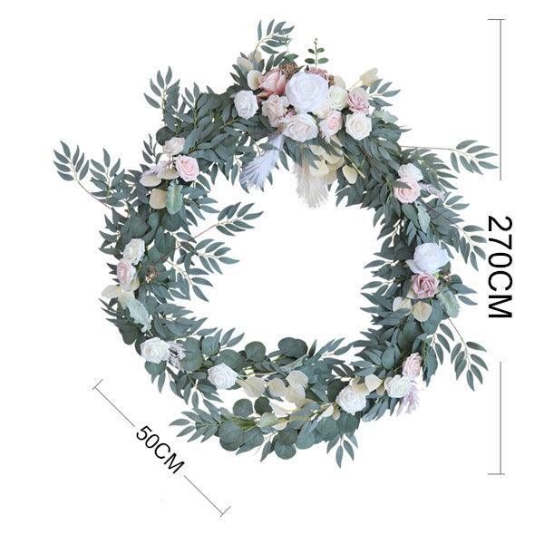 Simulated Rose Strip Champagne Pink White Table Flower Outdoor Wedding Decoration Background - Uflower