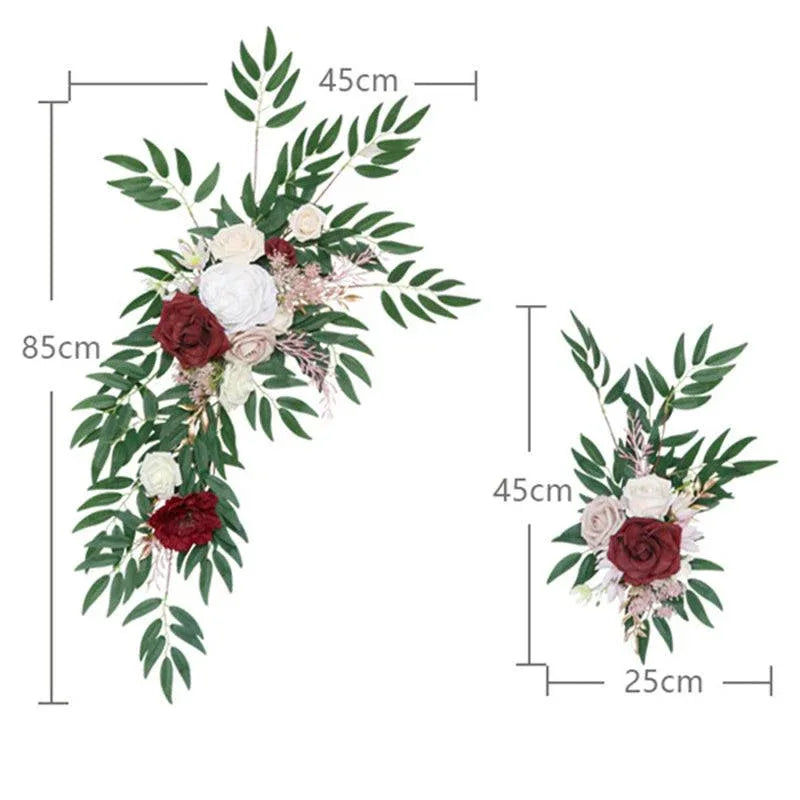 Simulated White Wine Red Rose Silk Flower Wedding Welcome Sign Flower Art Guide Sign Props - Uflower