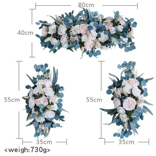 Peacock Blue Wedding Arch Corner Flower Decor - Uflower
