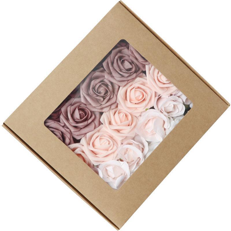 Simulation PE Roses Boxed Flowers Wedding Birthday Party Handmade Gift Flower Boxes - Uflower