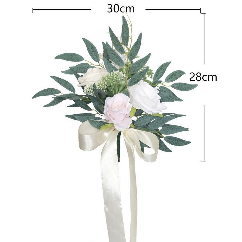 Simulated Huasen Series Outdoor Wedding Rose Willow Leaf Small Flower Bundle Chair Back Flower Decoration - Uflower