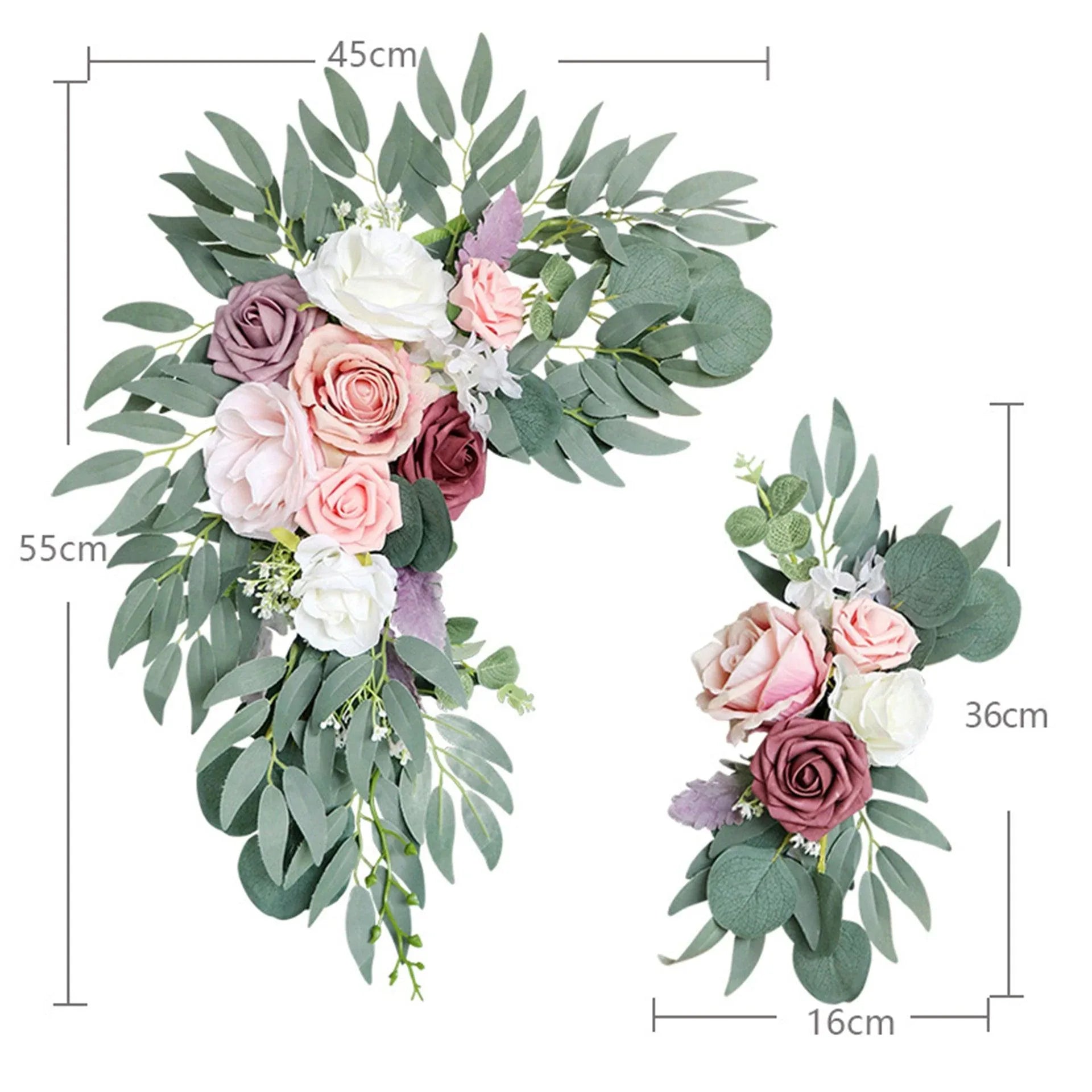 Simulated Dousha Powder Rose Silk Flower Wedding Welcome Sign Flower Art Guide Sign Props - Uflower