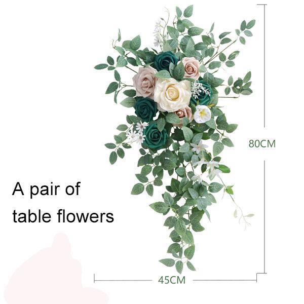 Dousha dark green table flower wedding decoration simulation flower banquet floral art - Uflower