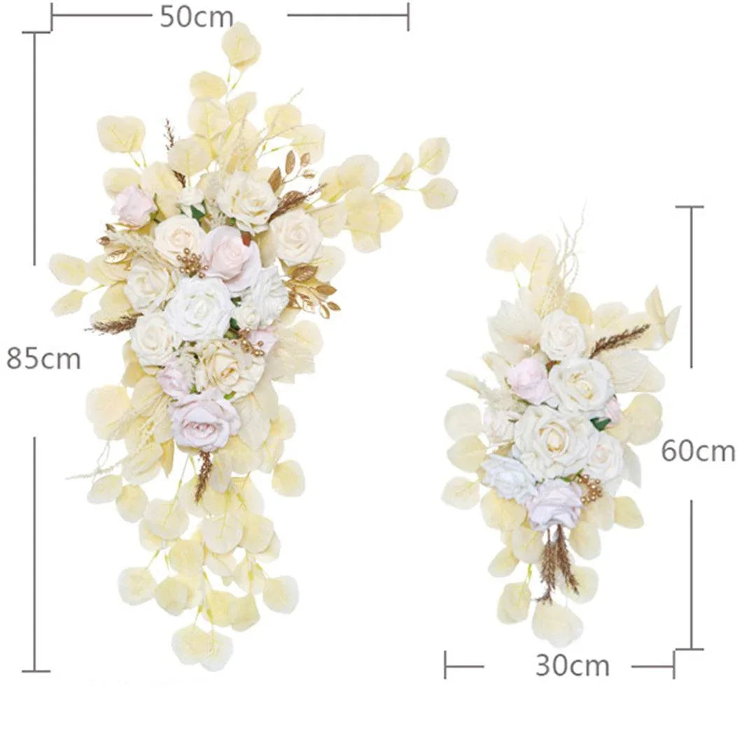 Simulated arch beige flower decoration wedding scene welcome sign corner flower arrangement - Uflower