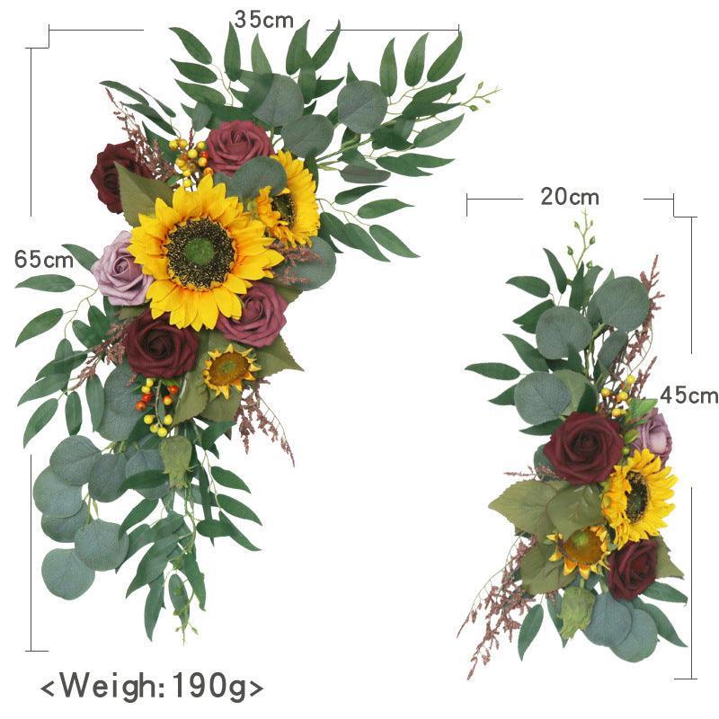 Sunflowers Rustic Wedding Arch Hanging Corner Floral Decor - Uflower