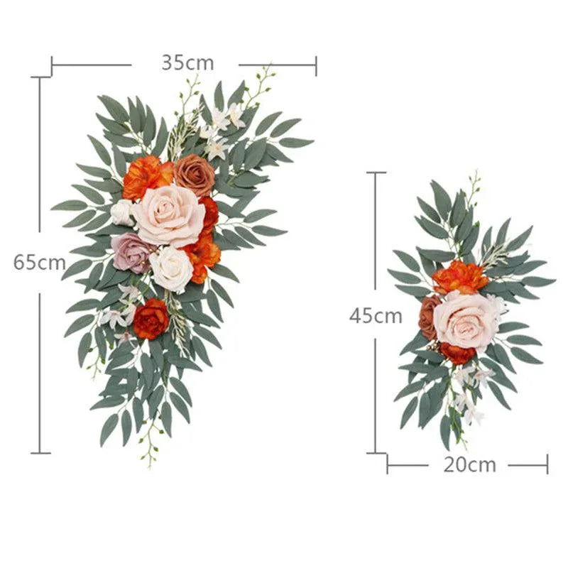 Wedding Arch Flower Imitation Champagne Orange Rose Welcome Sign Wedding Party - Uflower