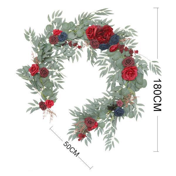 Outdoor Wedding Simulation Wine Red Sapphire Blue Rose Table Flower Vine Decoration - Uflower