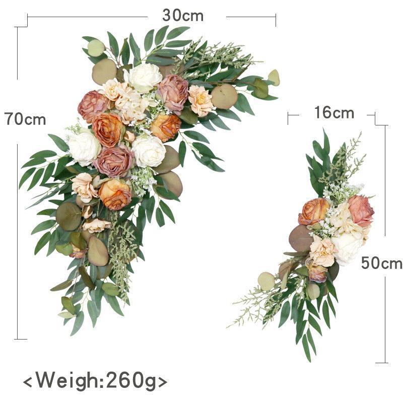 Simulated Arch Champagne Orange Flower Decoration Wedding Scene Welcome Sign Corner Flower Arrangement - Uflower