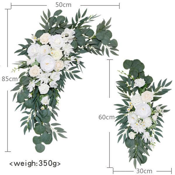 Bohemian White Rose Wedding Arch Hanging Corner Floral Decor - Uflower