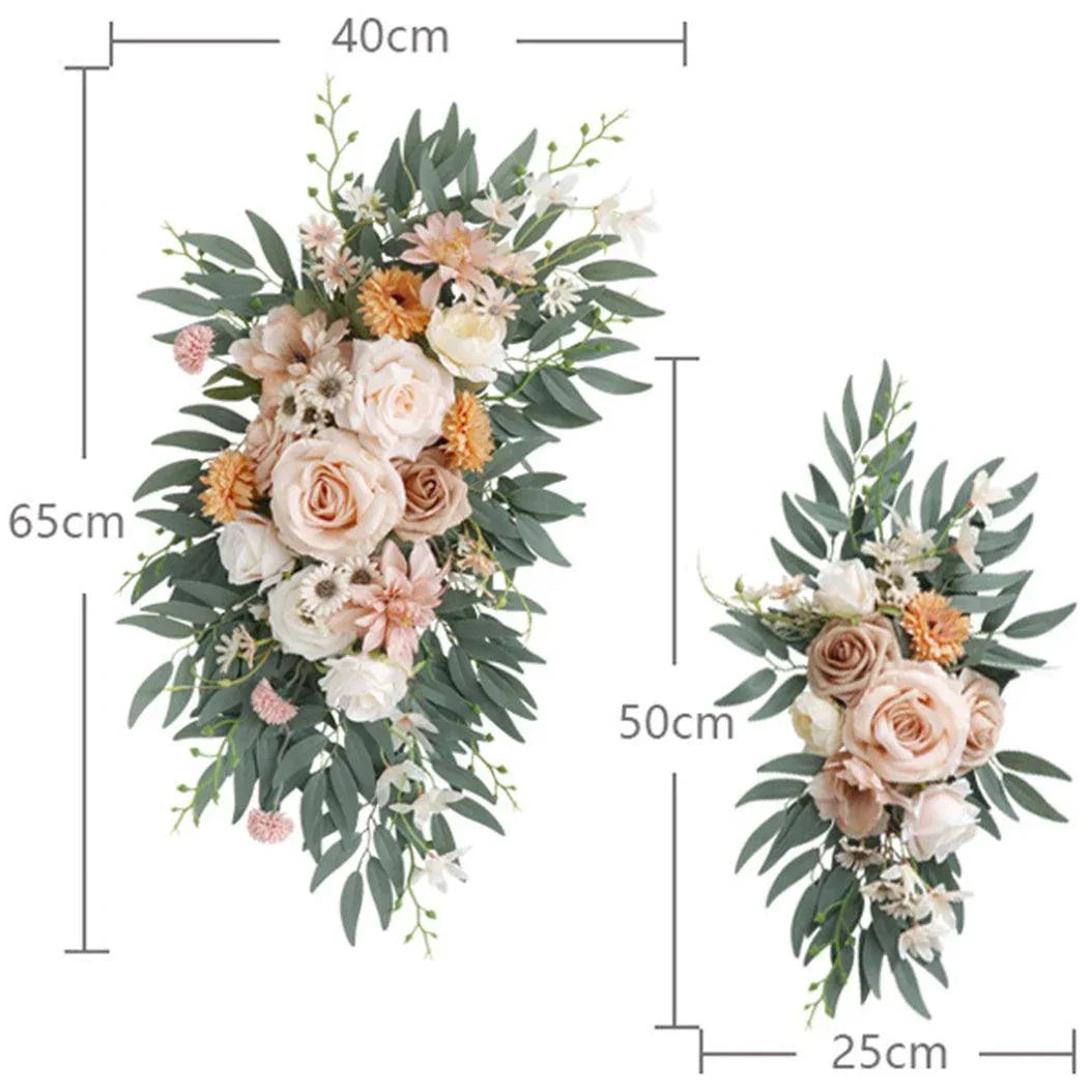 Simulated Champagne Flower Art Wedding Welcome Sign Decorative Corner Flower Props - Uflower