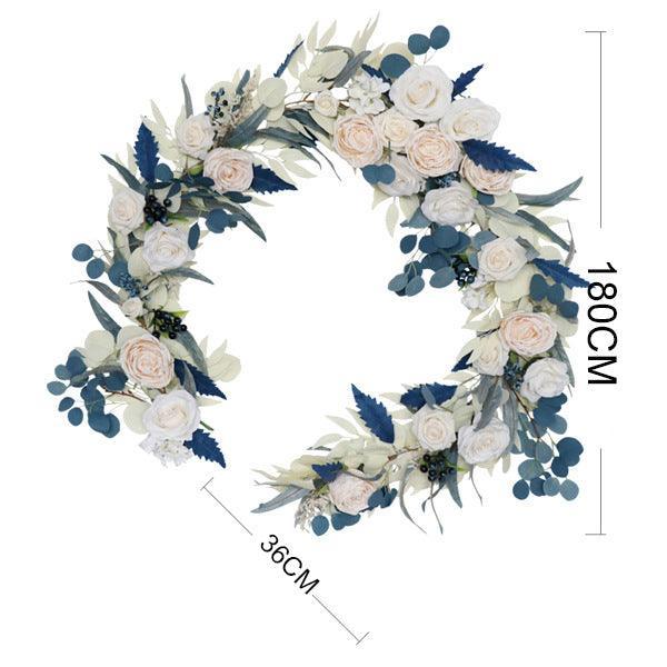 Simulated Rose Stripe Rice White Peacock Blue Vine Stripe Table Flower Rose Vine Wedding Decoration Background - Uflower