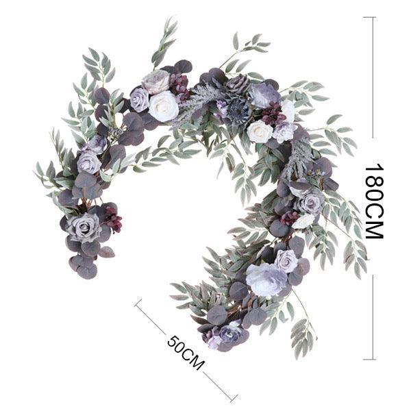 Simulated Rose Stripe Grey Purple Table Flower Rose Vine Wedding Decoration Background - Uflower