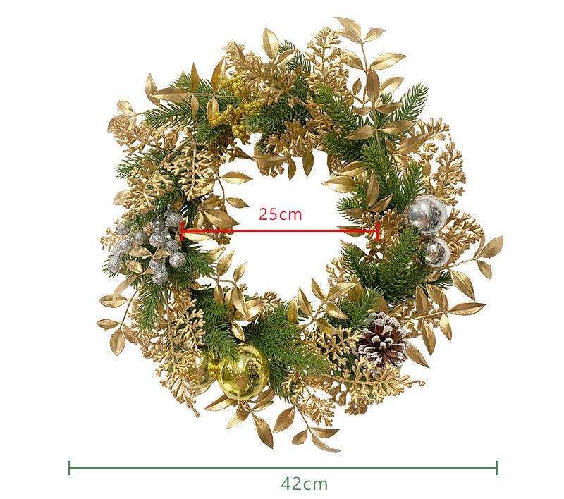 Simulation Pine Needles Rattan Christmas Gold Coloured Ball Leaves Pine Cones Indoor Fireplace Wall Hanging Decoration - Uflower