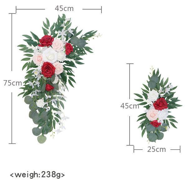 Red Pink Roses Wedding Arch Hanging Corner Floral Decor - Uflower