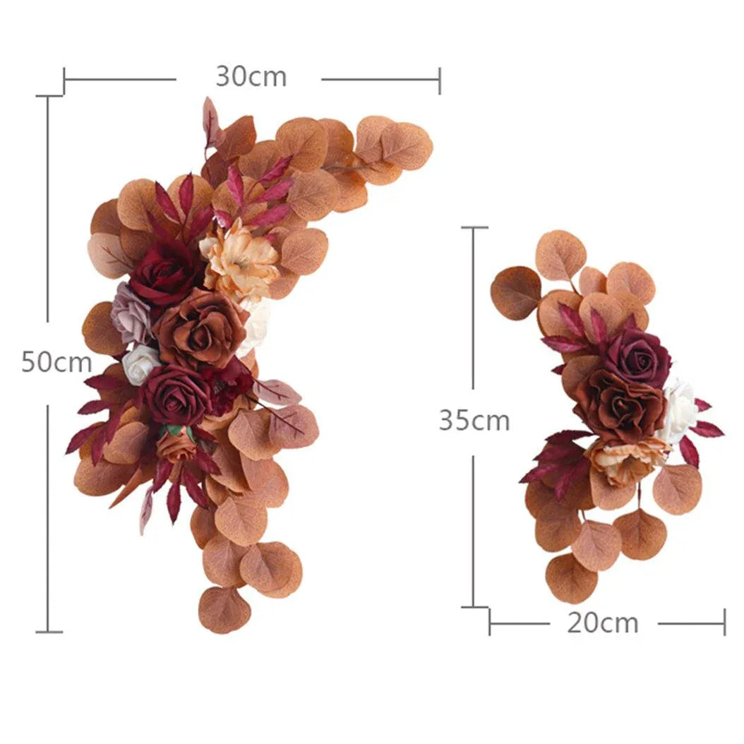 Simulated Autumn Rose Eucalyptus Leaf Silk Flower Wedding Welcome Sign Flower Art Guide Sign Prop - Uflower