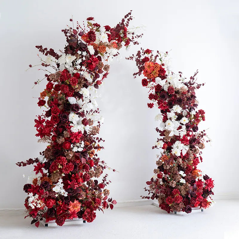 Uflower Composition Florale Rouge Corne Arche Accessoires de Toile de Fond de Mariage SET80134-01