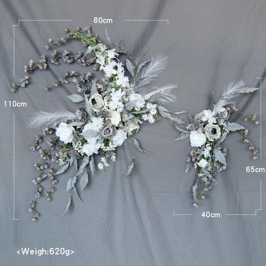 Simulated Arch Decoration Wedding Scene Welcome Sign Bean Paste Powder Grey White Flower Corner Flower Arrangement - Uflower
