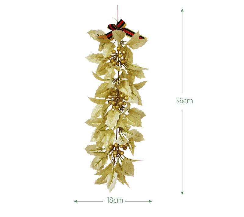 Simulation Christmas Door Decoration Hanging Artificial Indoor Home Wall Hanging Gold and Silver Decoration Christmas Hanging - Uflower