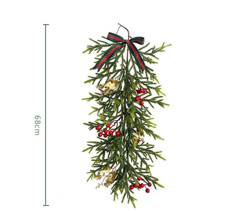Christmas Pine Needle Wall Hanging Bells Berries Holiday Ambience Decoration Artificial Pine Needle Wall Hanging - Uflower