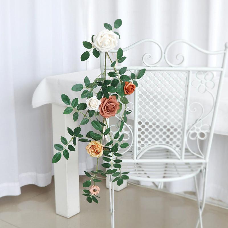 Simulated flower cane chair back flower wedding chair back flower decoration - Uflower