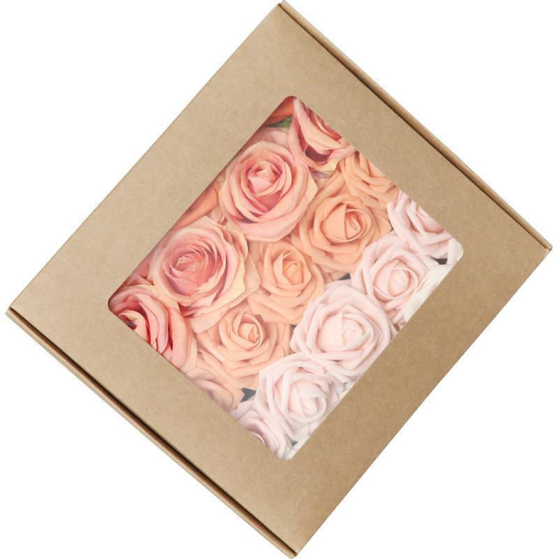 Simulation PE Roses Boxed Flowers Wedding Birthday Party Handmade Gift Flower Boxes - Uflower