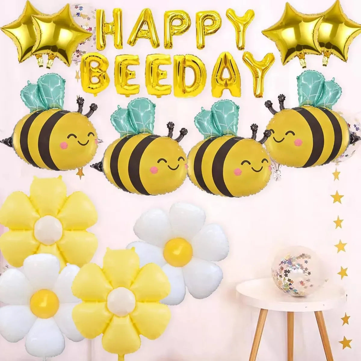 Uflower Bee & Daisy Balloon Set 6Pcs Birthday Party Decorations DD03194