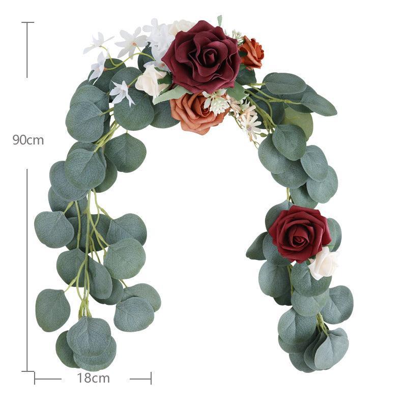 Simulated flower Eucalyptus rattan chair back flower wedding chair back flower decoration - Uflower