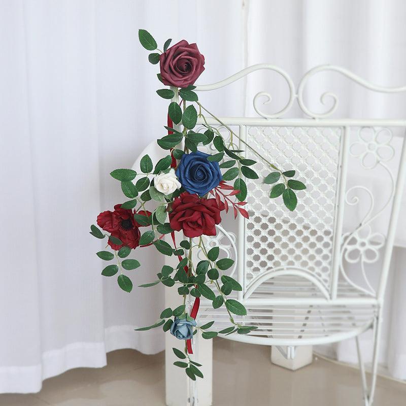 Simulated flower cane chair back flower wedding chair back flower decoration - Uflower