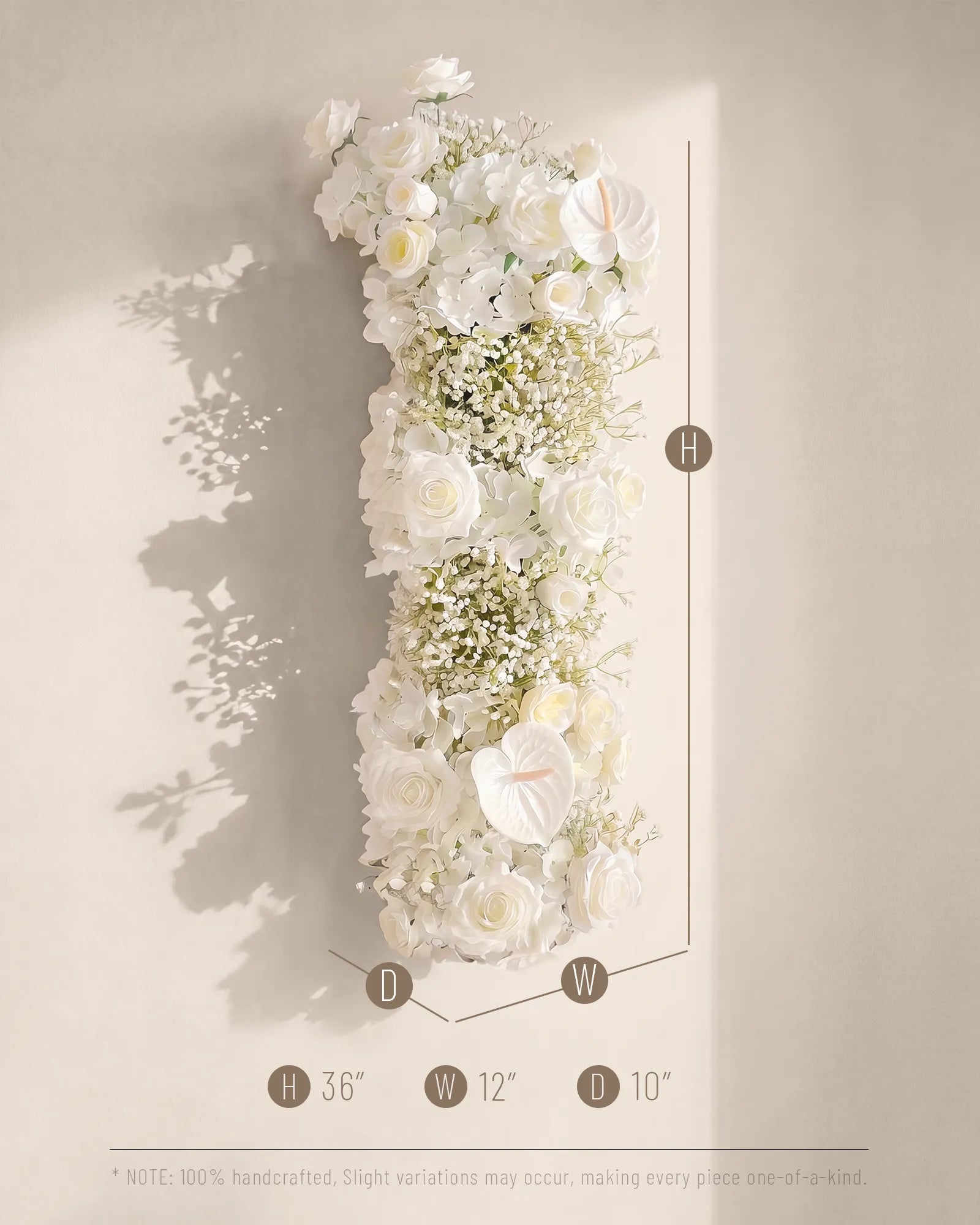 Uflower White Rose Baby's Breath Flower Row with Drapes MC89009-01