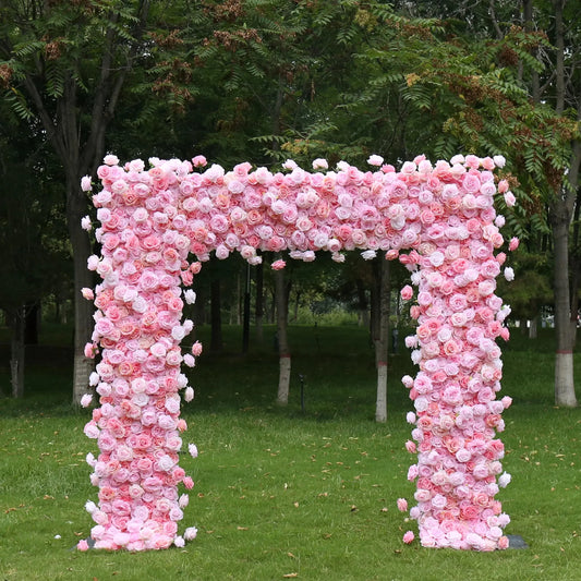 Uflower Pink Rose Floral Square Arch Wedding Party Backdrop Decoration - Uflower