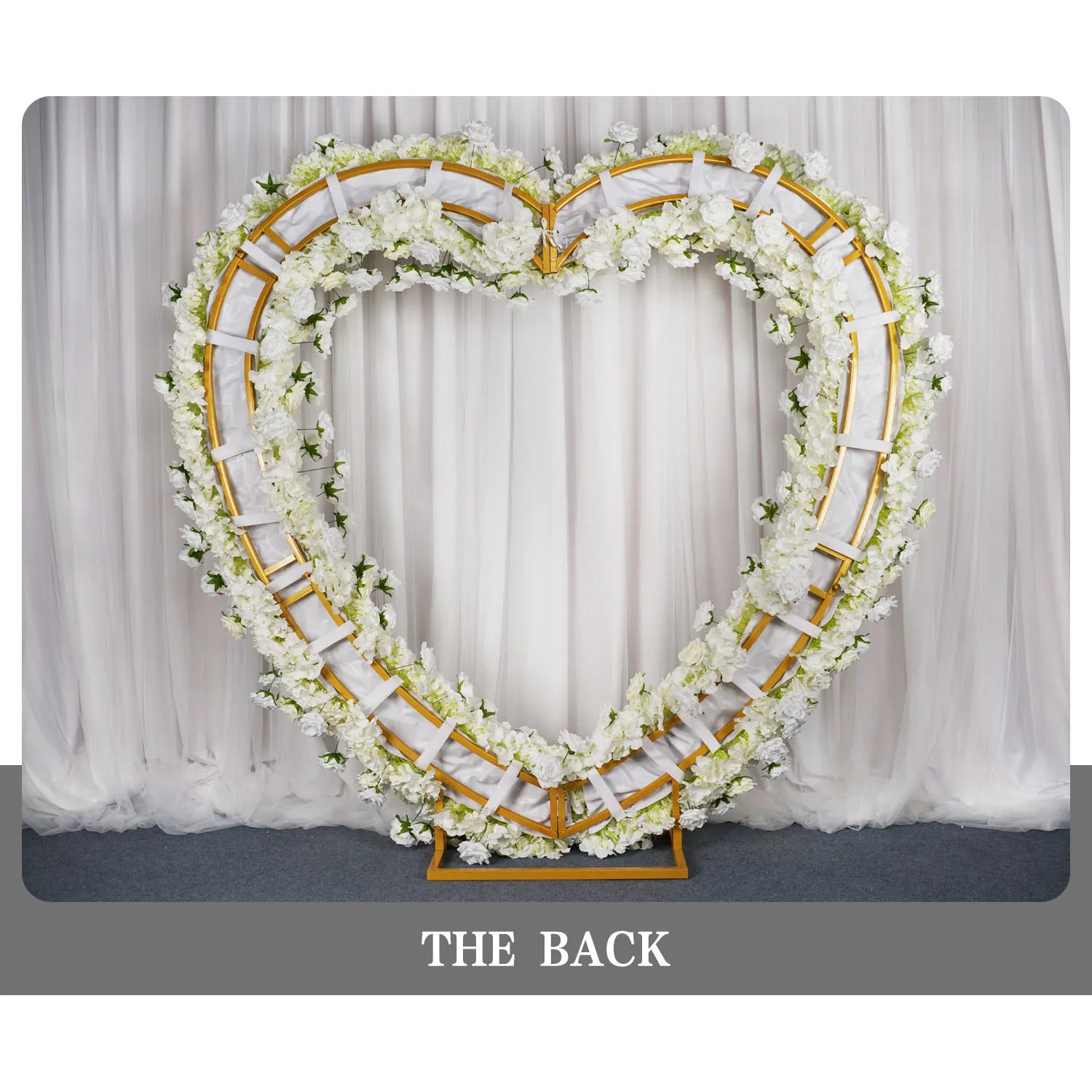 Uflower Artificial White Rose Heart Arch Wedding Decor SET80015