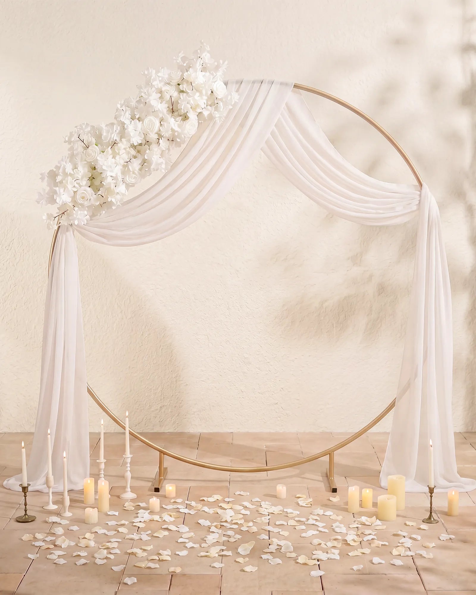 Uflower 100cm White Rose & Sakura Blossom Flower Row with Drapes MC89001-01