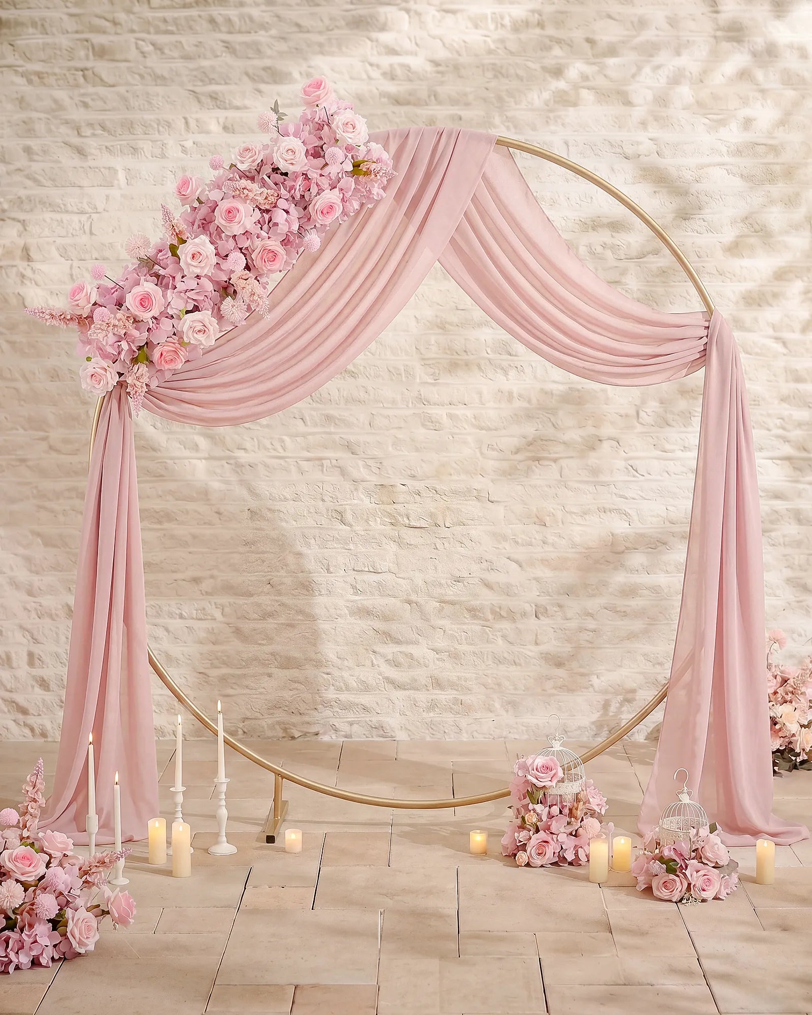 Uflower Mix Pink Rose Flower Row with Drapes MC89006-01