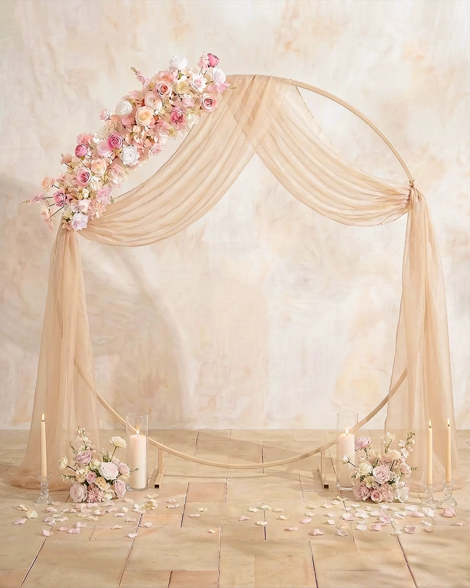 Uflower 100cm Pastel Pink & White Flower Row with Drapes MC89003-01