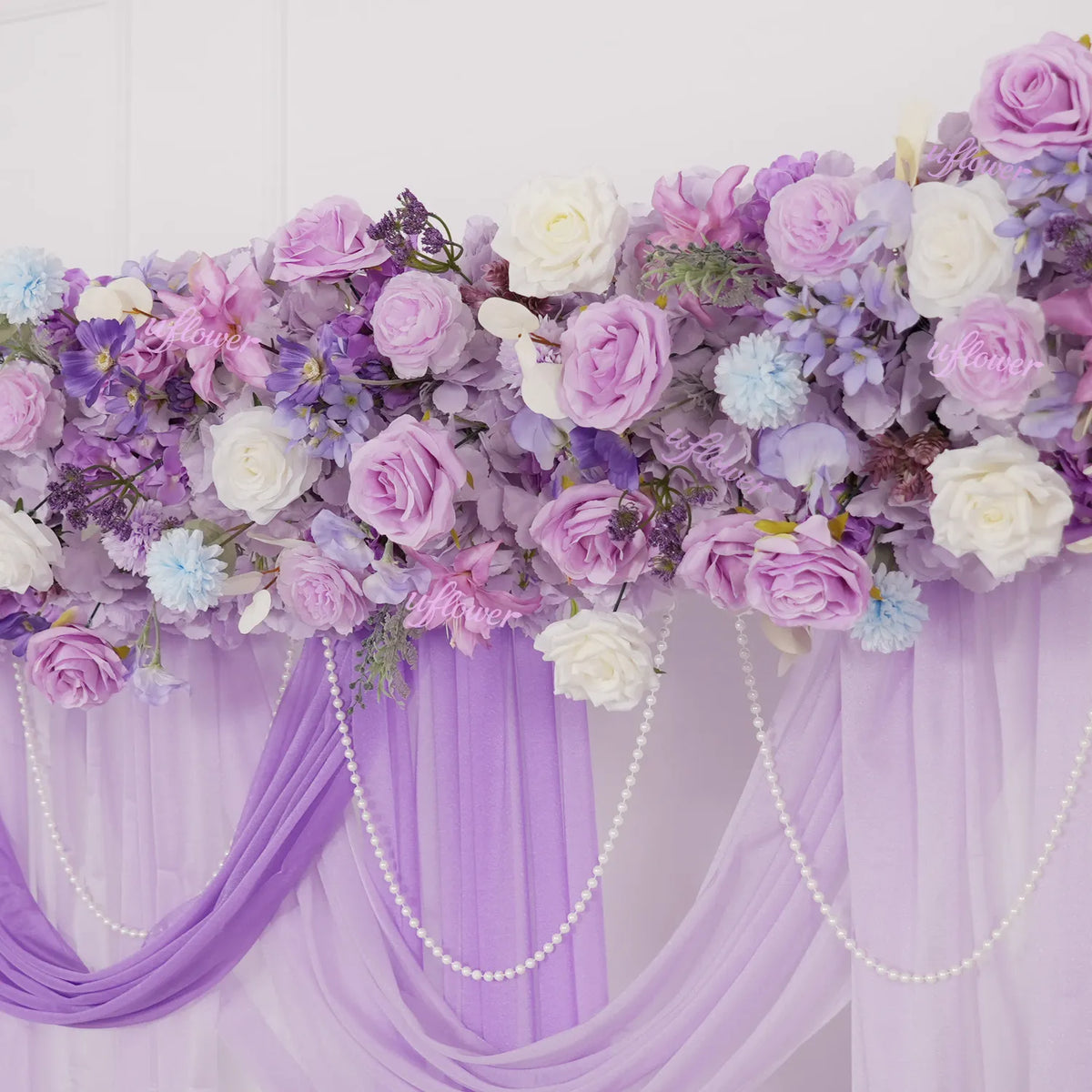 Uflower Purple Table Runner Sofa Floral Wedding Backdrop Decor MC80093-05