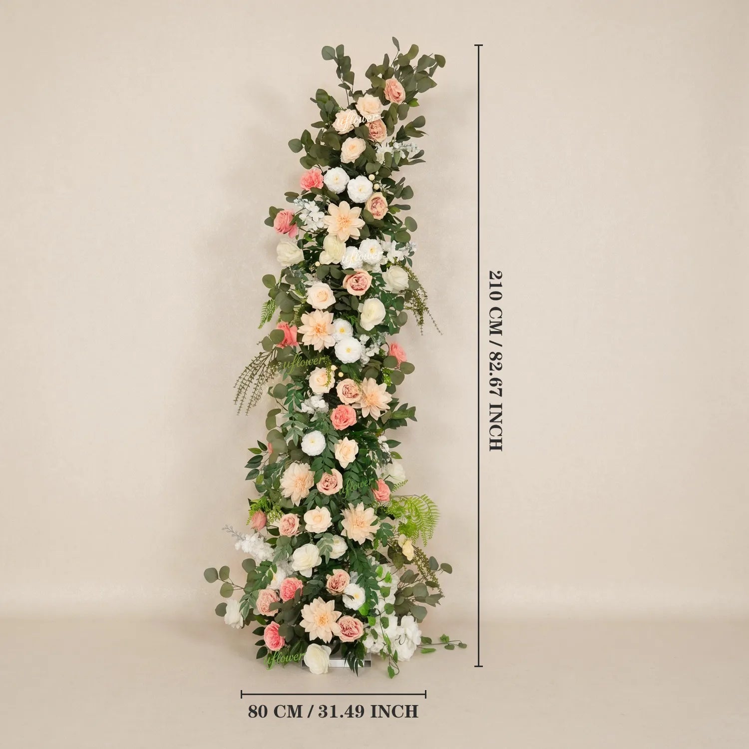 Uflower Pink White Greenery Horn Arch Wedding Backdrop Party Event Decor Props SET80252-01