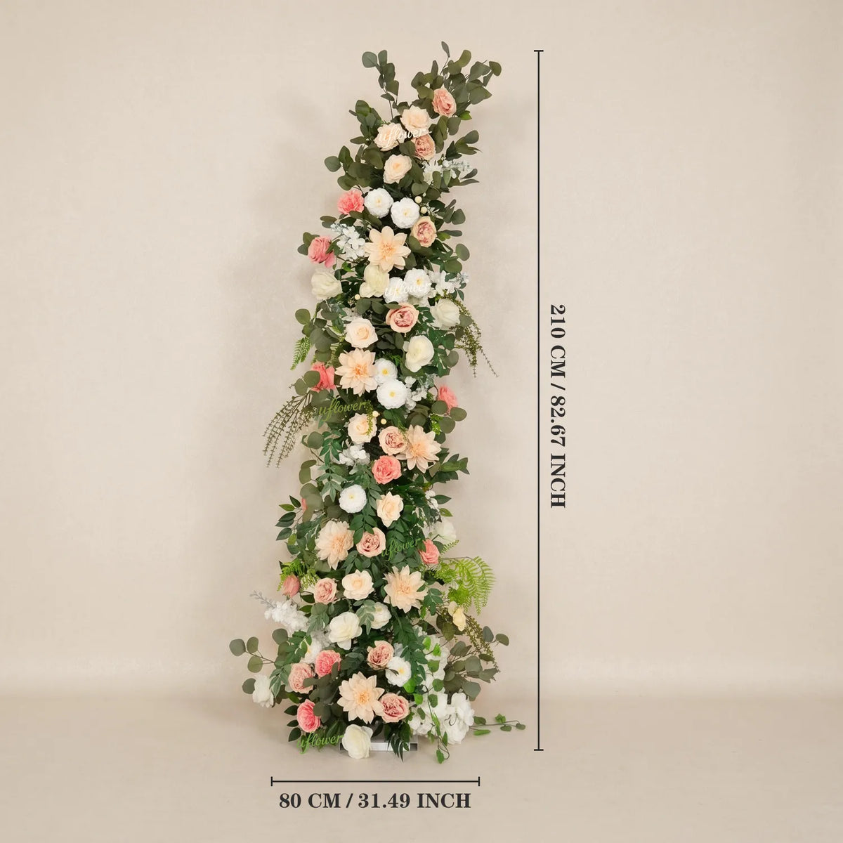 Uflower Pink White Greenery Horn Arch Wedding Backdrop Party Event Decor Props SET80252-01