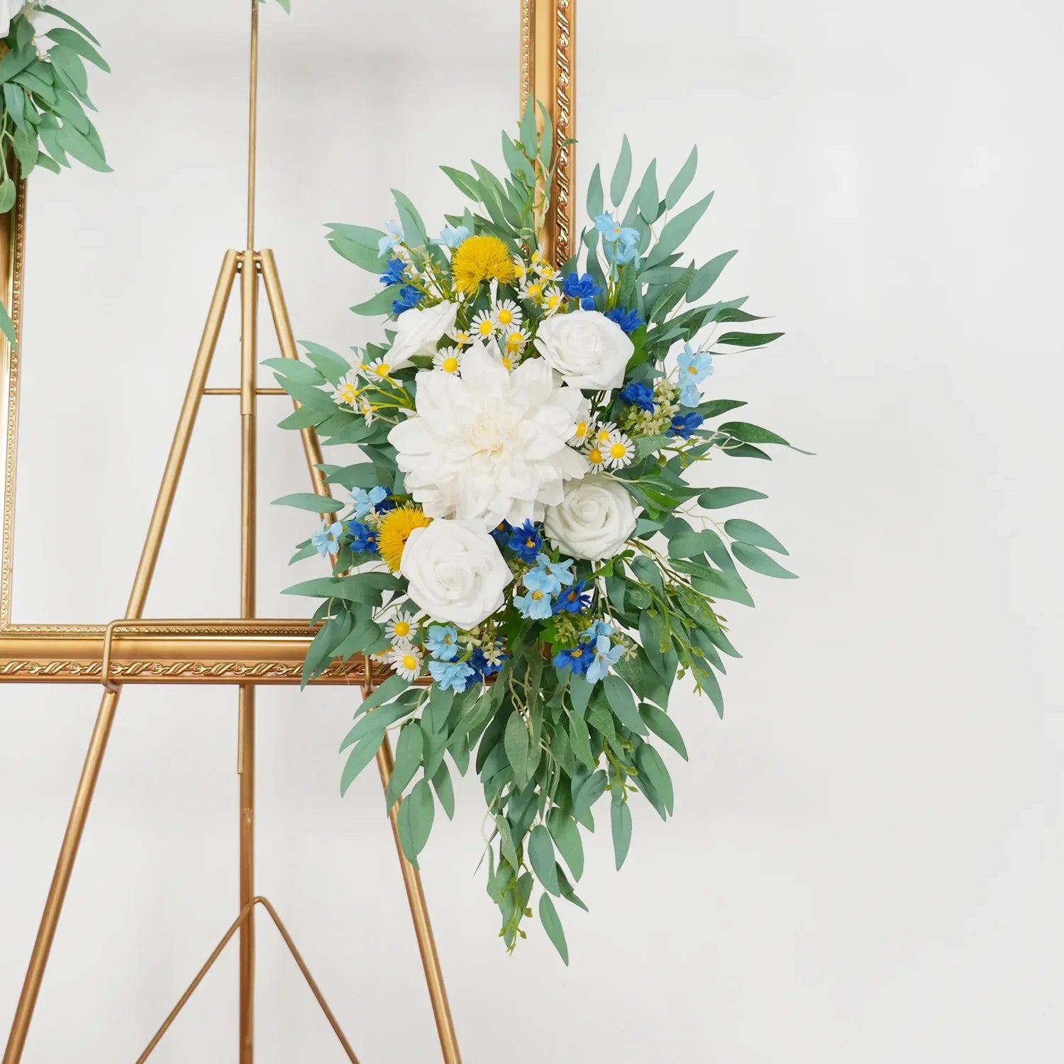 Uflower Rose Green White Flower Willow Leaf Wedding Welcome Flower Floral Decor SET80076 - Uflower