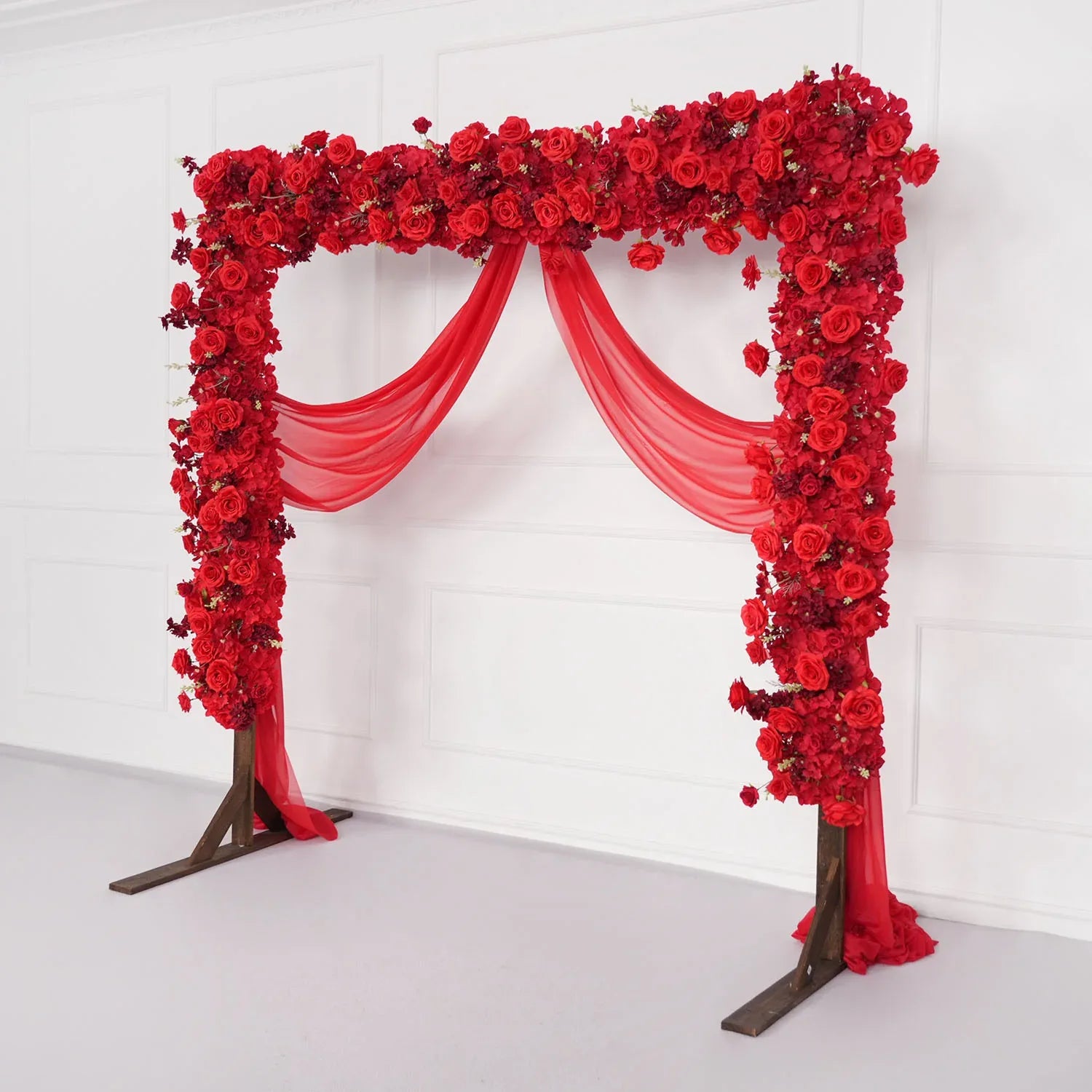 Uflower Red Rose Floral Square Arch Wedding Party Backdrop Decoration MC80126 - Uflower