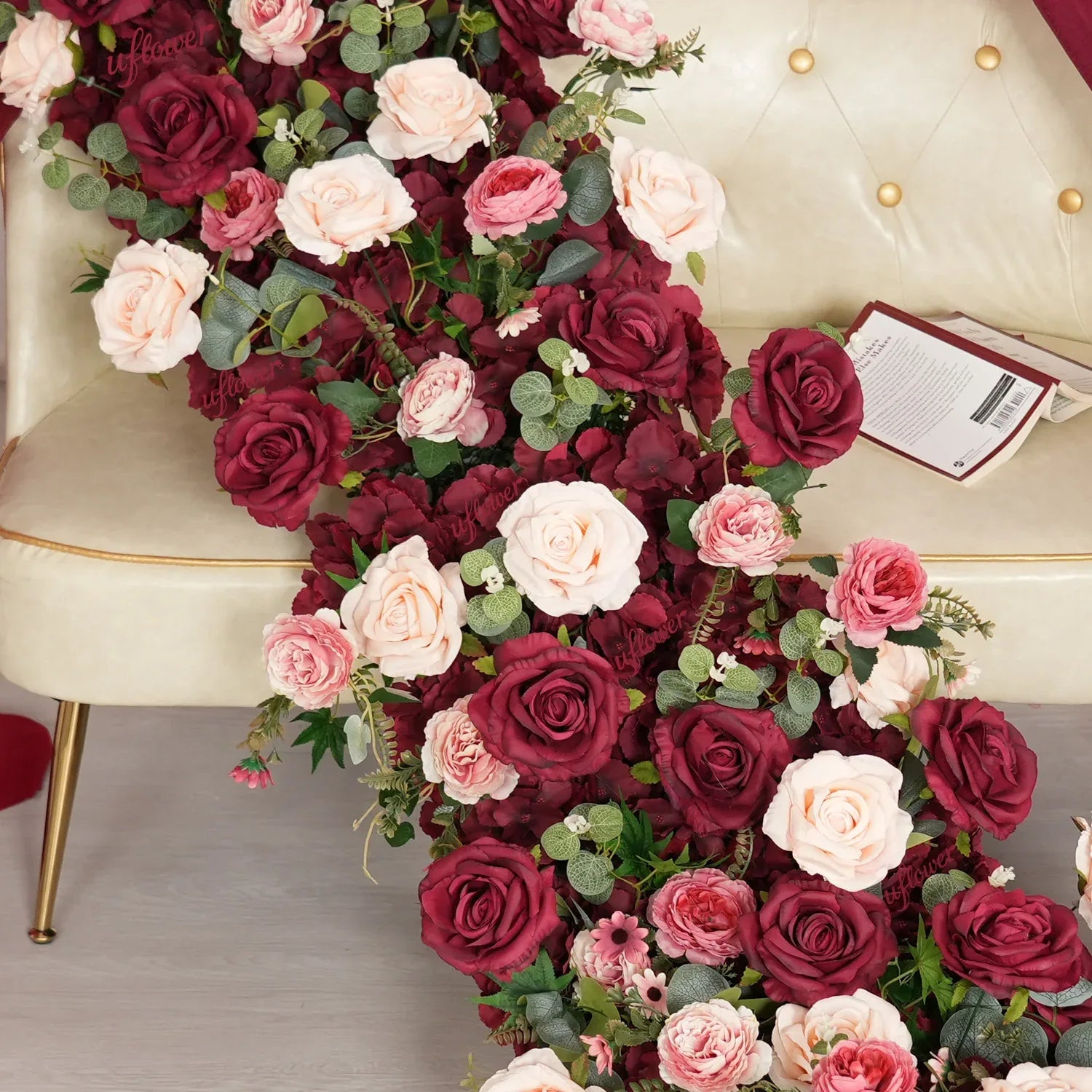 Uflower Artificial Red Rose Flower Row Wedding KT Backdrop Decor MC80124 - Uflower